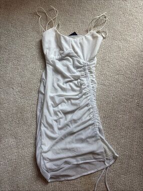 REVOLVE White Ruched Spaghetti-Strap Mini Dress